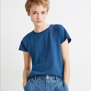 Madewell Flare-Sleeve Raglan Tee in Indigo Dot